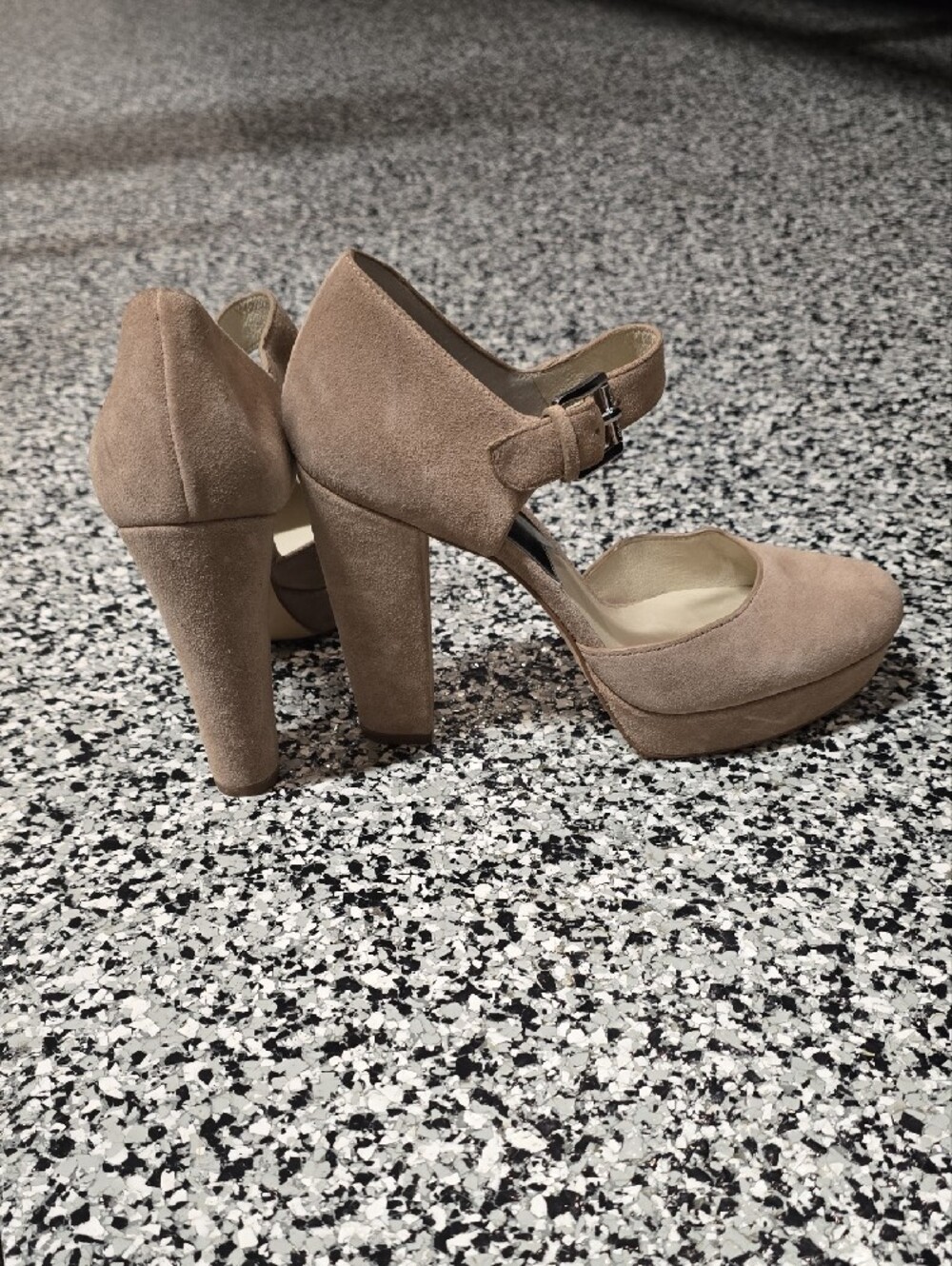 MICHAEL Michael Kors Taupe Suede Ankle-Strap Heels - Picture 2 of 3